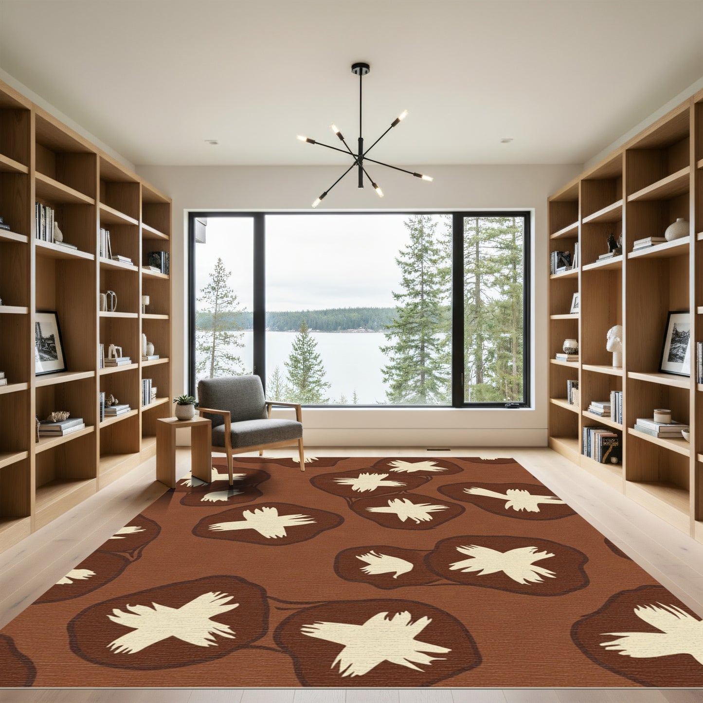 Brown Cream Mushroom Cluster Rug