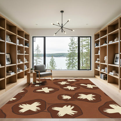 Brown Cream Mushroom Cluster Rug