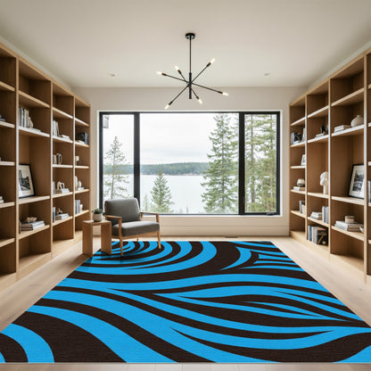 Bold Cyan Swirl Stripe Rug