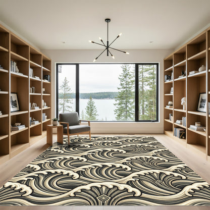 Earthy Tones Dynamic Wave Composition Rug
