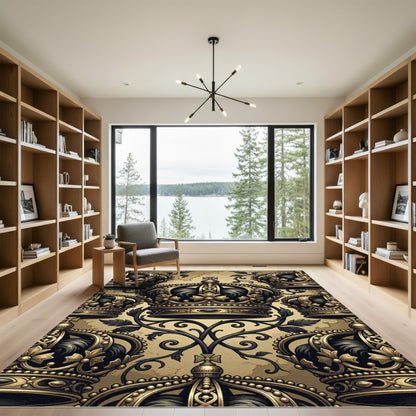 Regal Golden Crown Damask Heirloom Rug