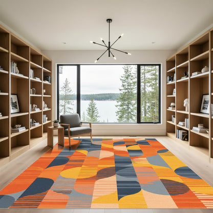 Abstract Mid Century Geometric Flow Rug