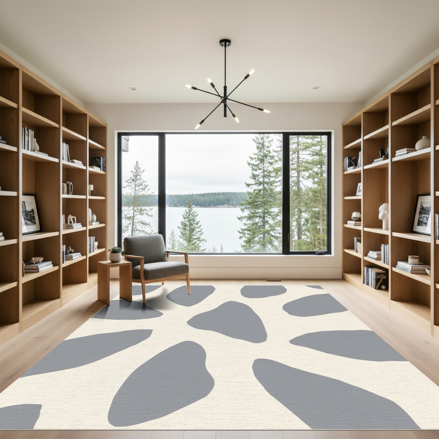 Modern Grey Organic Spots Rug