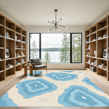 Layered Blue Agate Organic Shape Rug