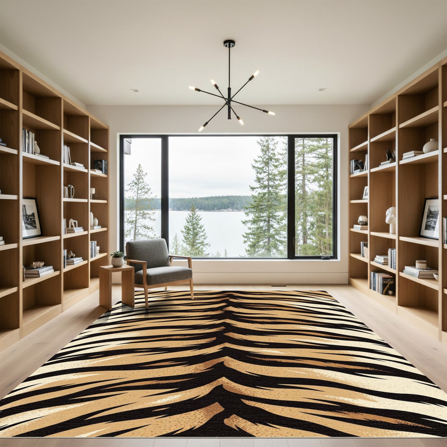 Bold Amber Tiger Stripe Animal Texture Rug