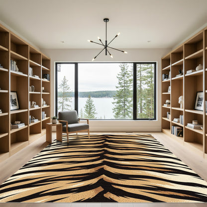 Bold Amber Tiger Stripe Animal Texture Rug
