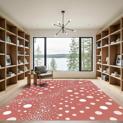 Coral White Polka Dot Cascade Rug