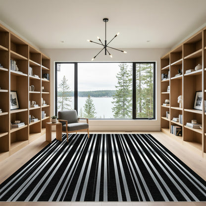 Minimalist Silver Vertical Stripes Rug