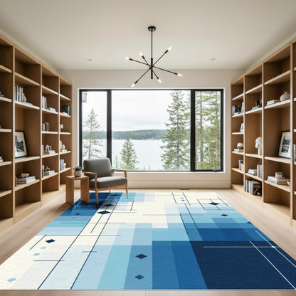 Navy Blue Diamond Geometric Abstract Rug