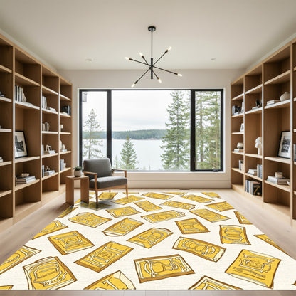 Golden Retro Illustrated Arch Rug