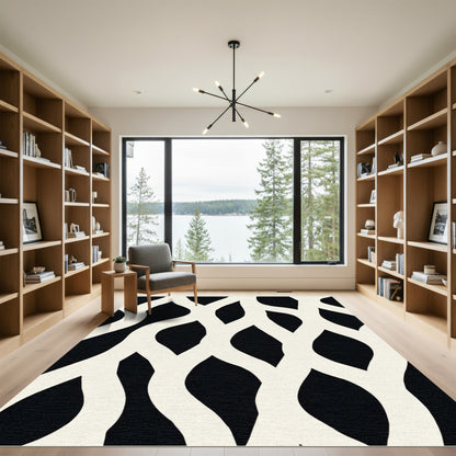 Black Ivory Interlocking Curve Rug