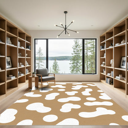 Tan White Organic Blob Rug