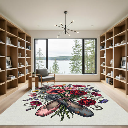Floral Bouquet with Ballet Flats Rug
