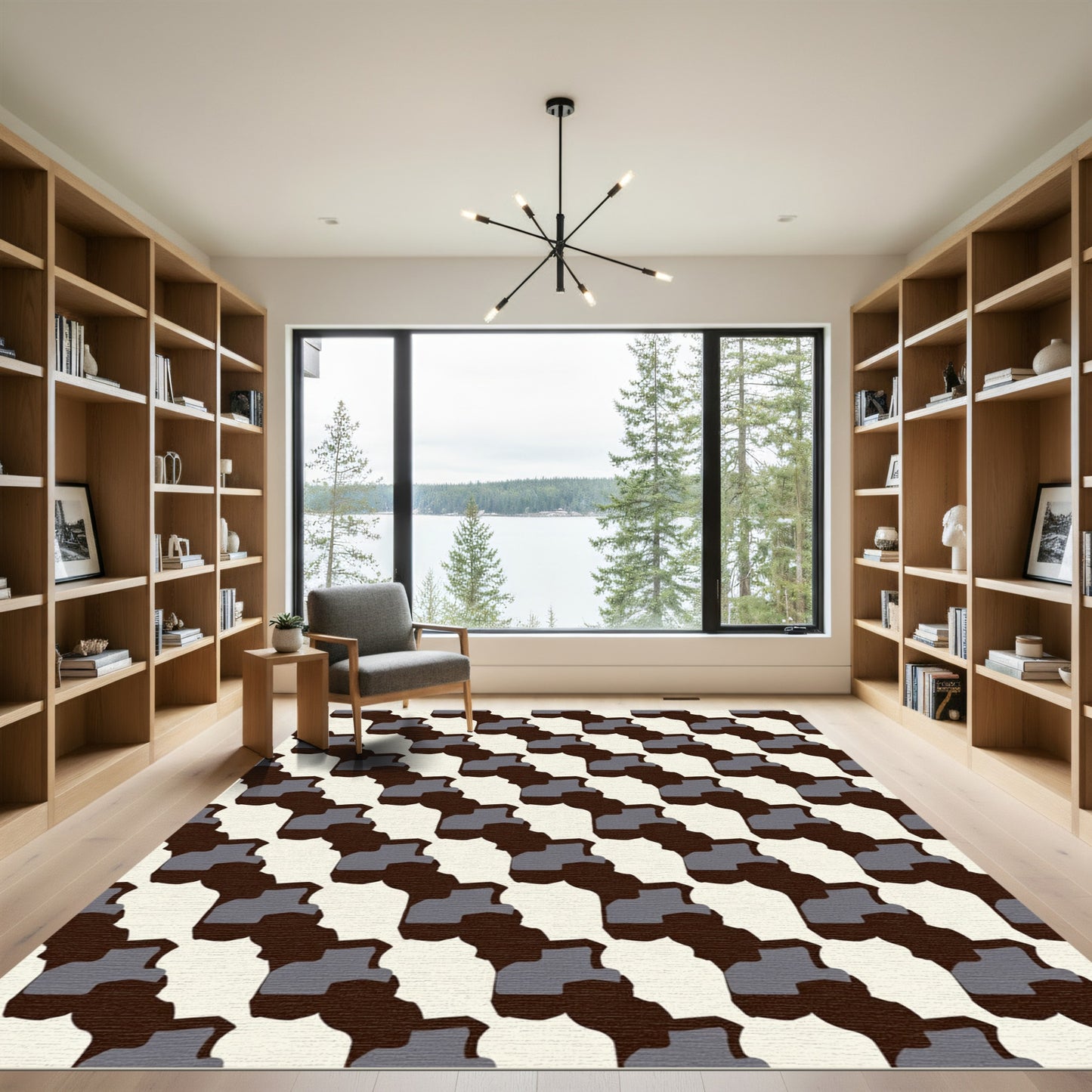 Dark Gray Cream Organic Stripes Rug