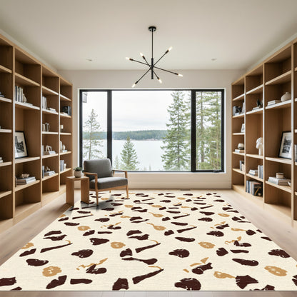 Chocolate Taupe Abstract Scattered Shapes Rug