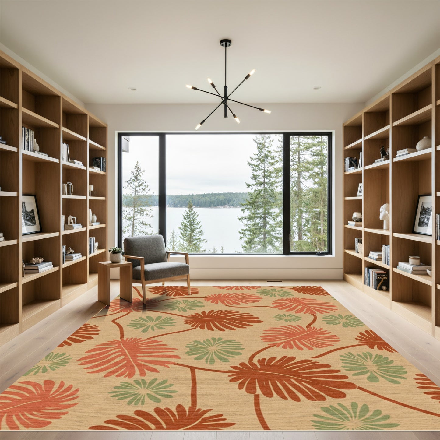 Terracotta Sage Tropical Foliage Vines Rug