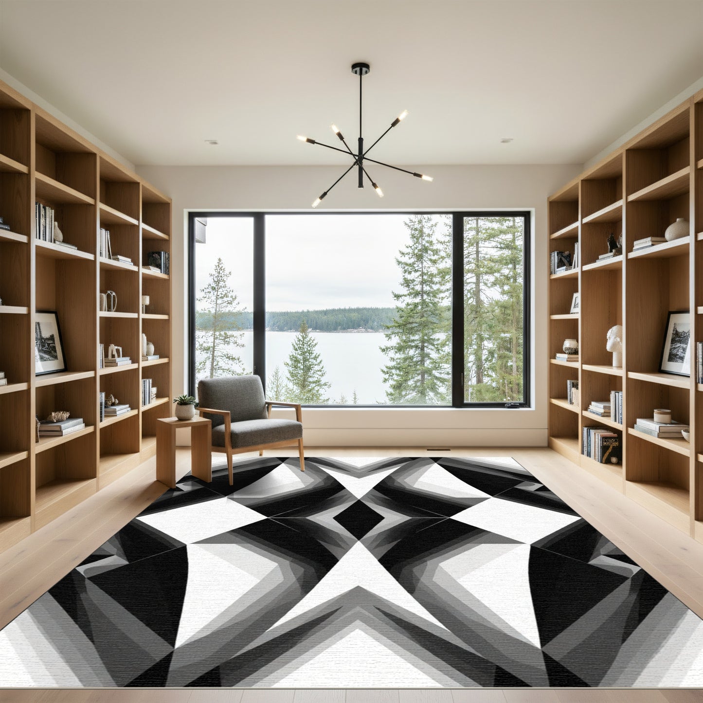 Monochromatic Geometric Abstract Diamond Rug