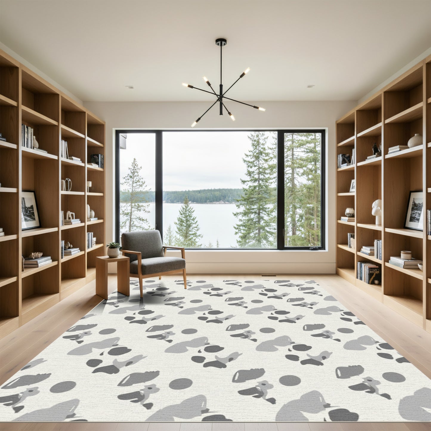 Monochromatic Abstract Blotches Repeating Pattern Rug
