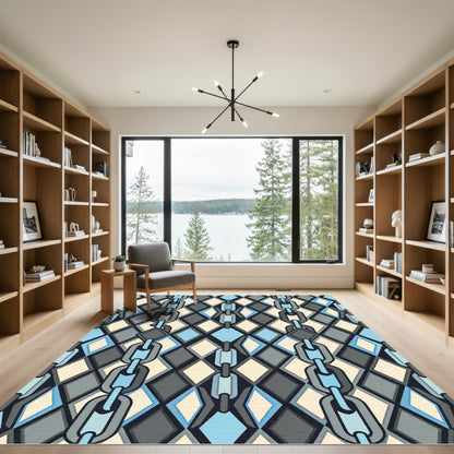 Modern Geometric Chain Link Diamond Argyle Rug