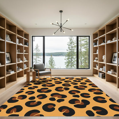Golden Cheetah Spots Abstract Rug