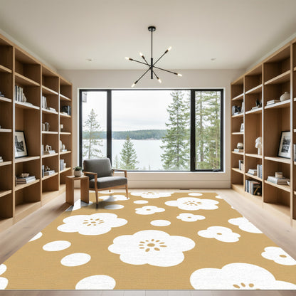Golden Flower Petal Dot Rug