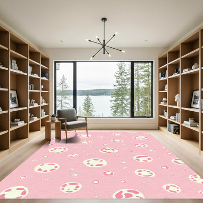 Pink Cream Circles Scatter Rug