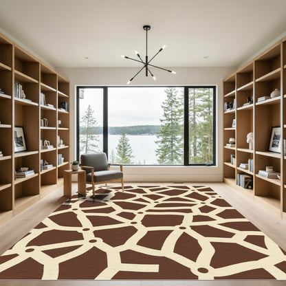 Brown beige irregular network art Rug