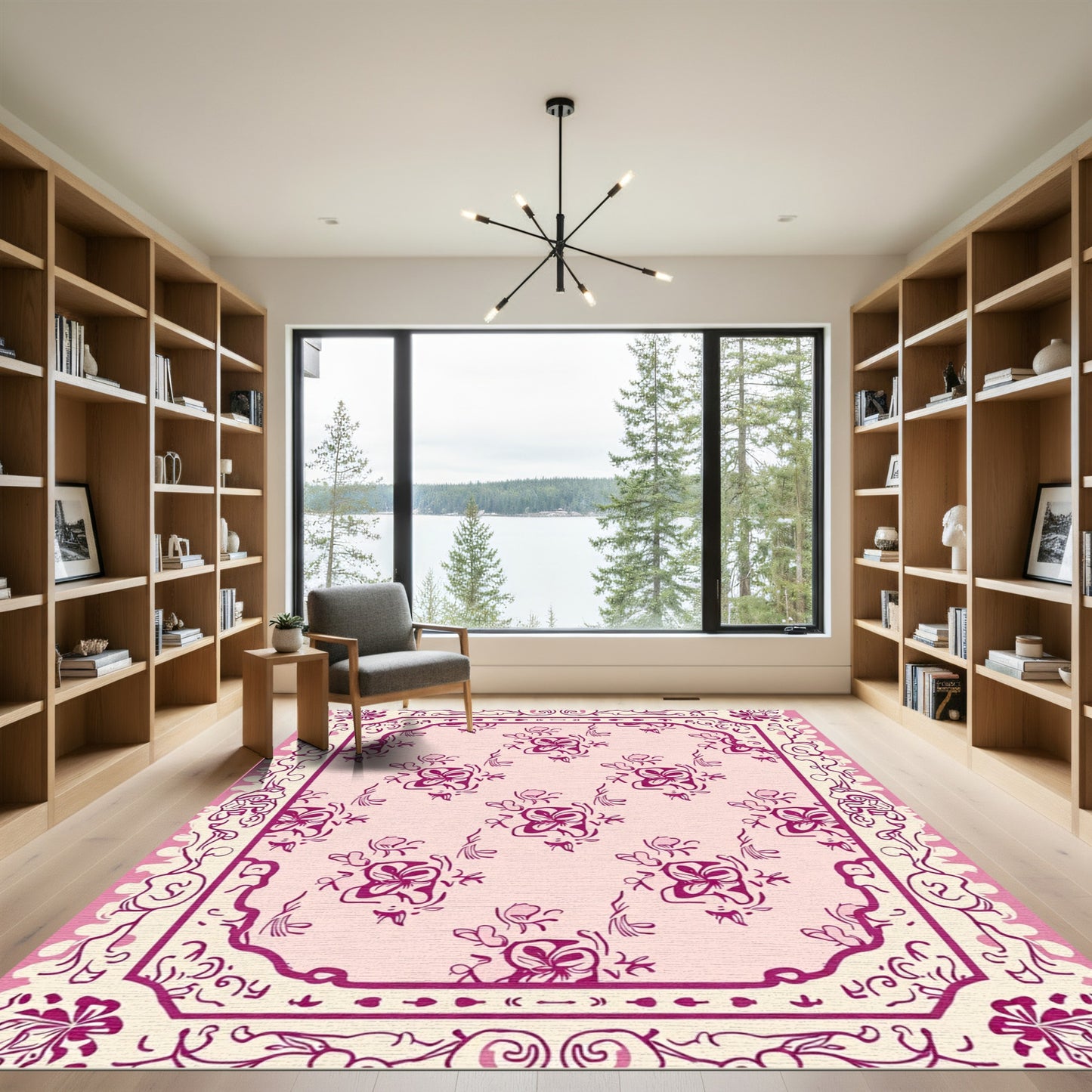 Pink Floral Medallion Charm Rug