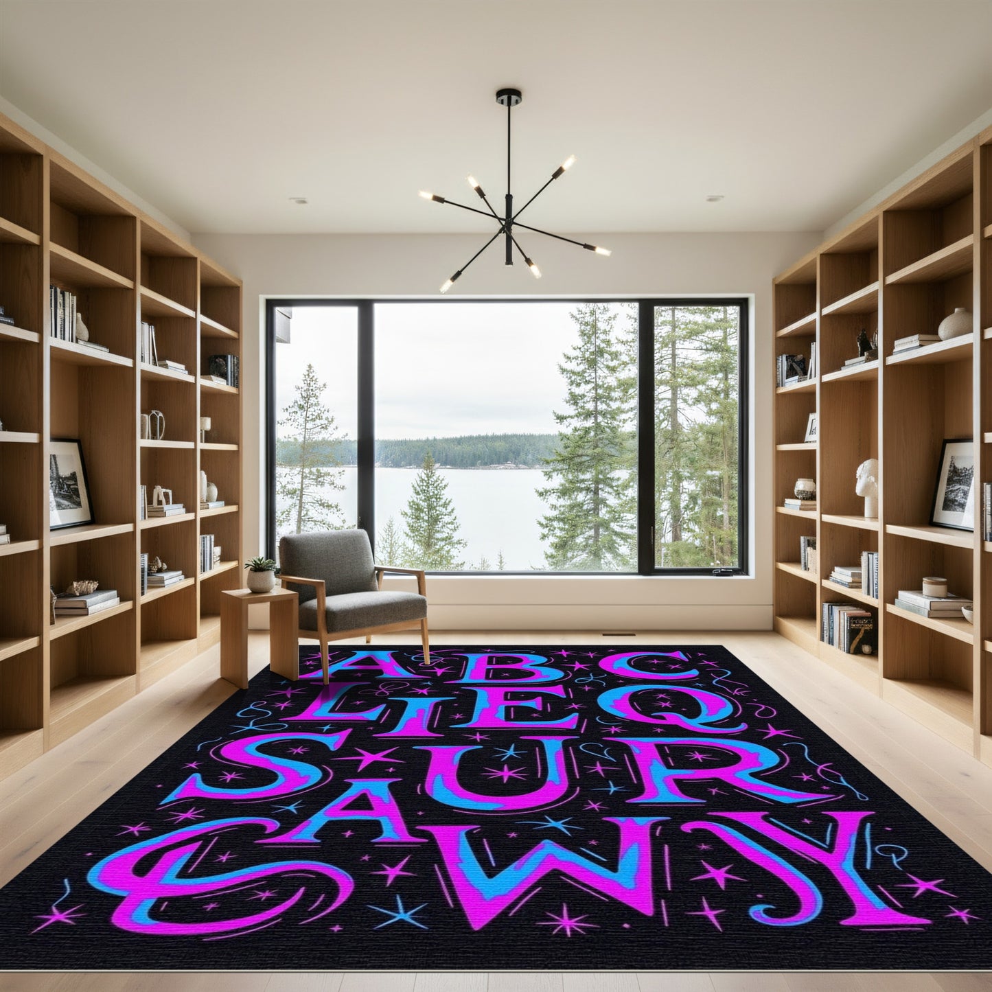 Bright Alphabet Letters Pink Blue Fun Rug