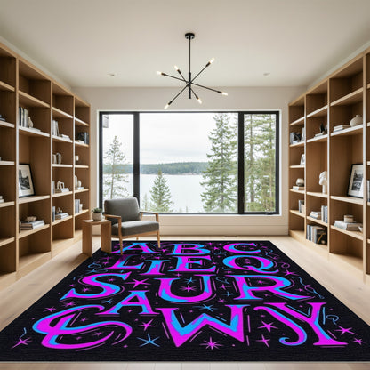Bright Alphabet Letters Pink Blue Fun Rug