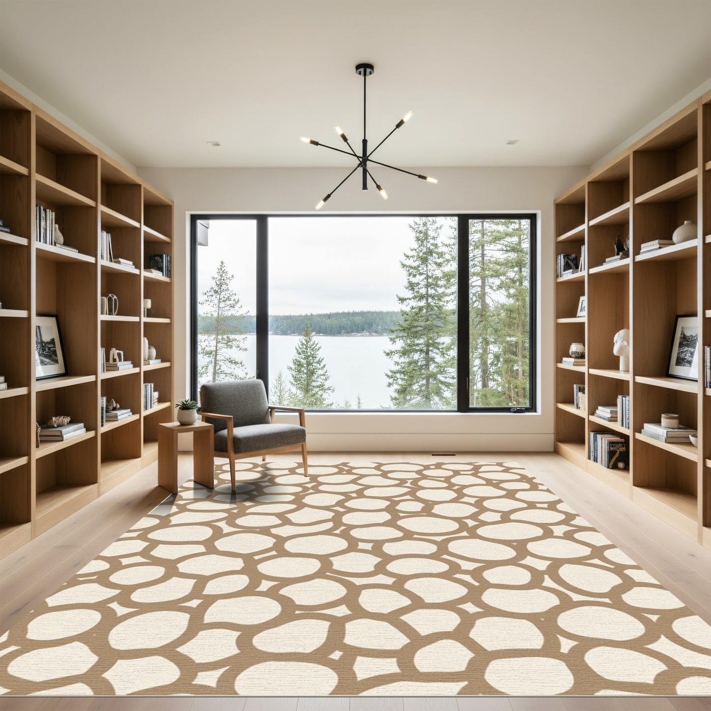 Ecru And Taupe Organic Circles Rug