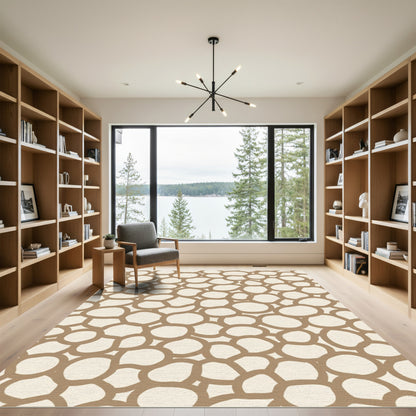 Ecru And Taupe Organic Circles Rug