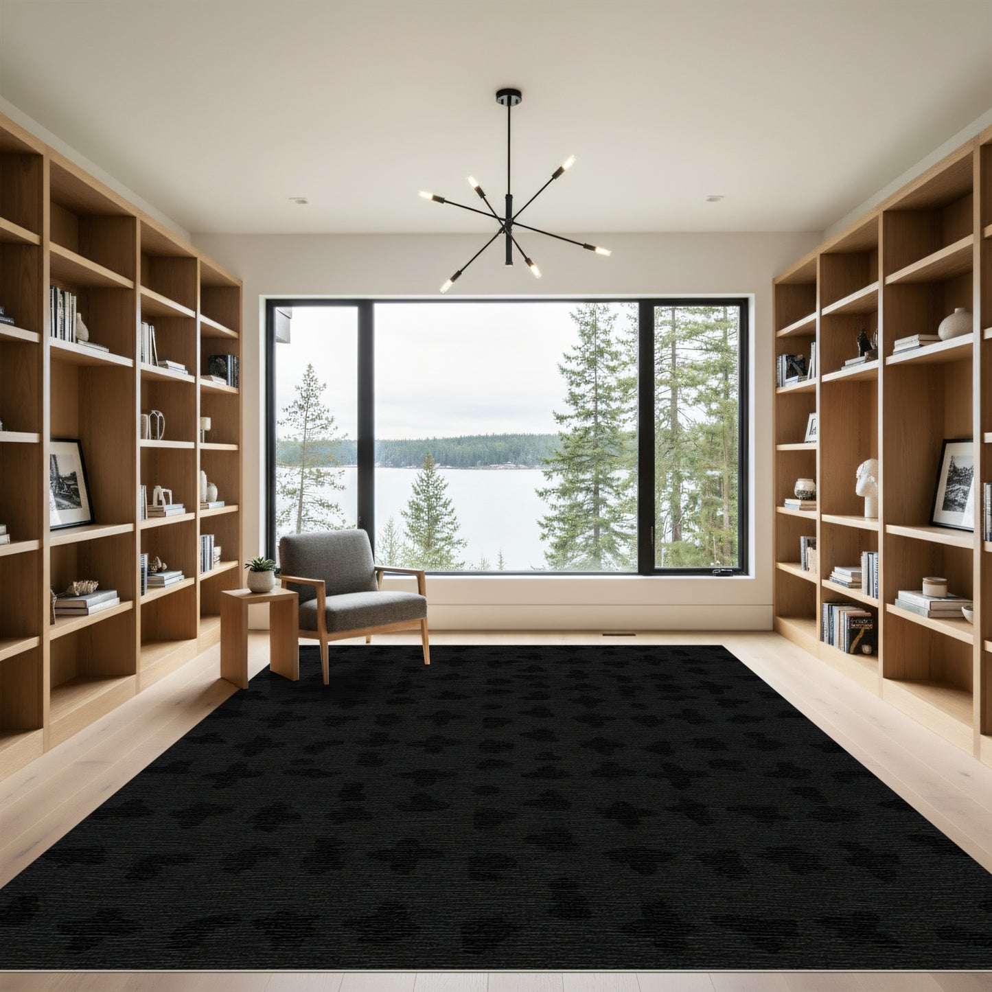 Black Petite Starburst Organic Field Rug