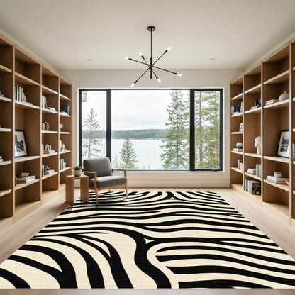 Black Cream Animal Stripe Rug