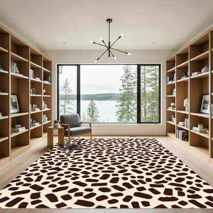 Creamy Brown Scattered Brush Strokes Rug