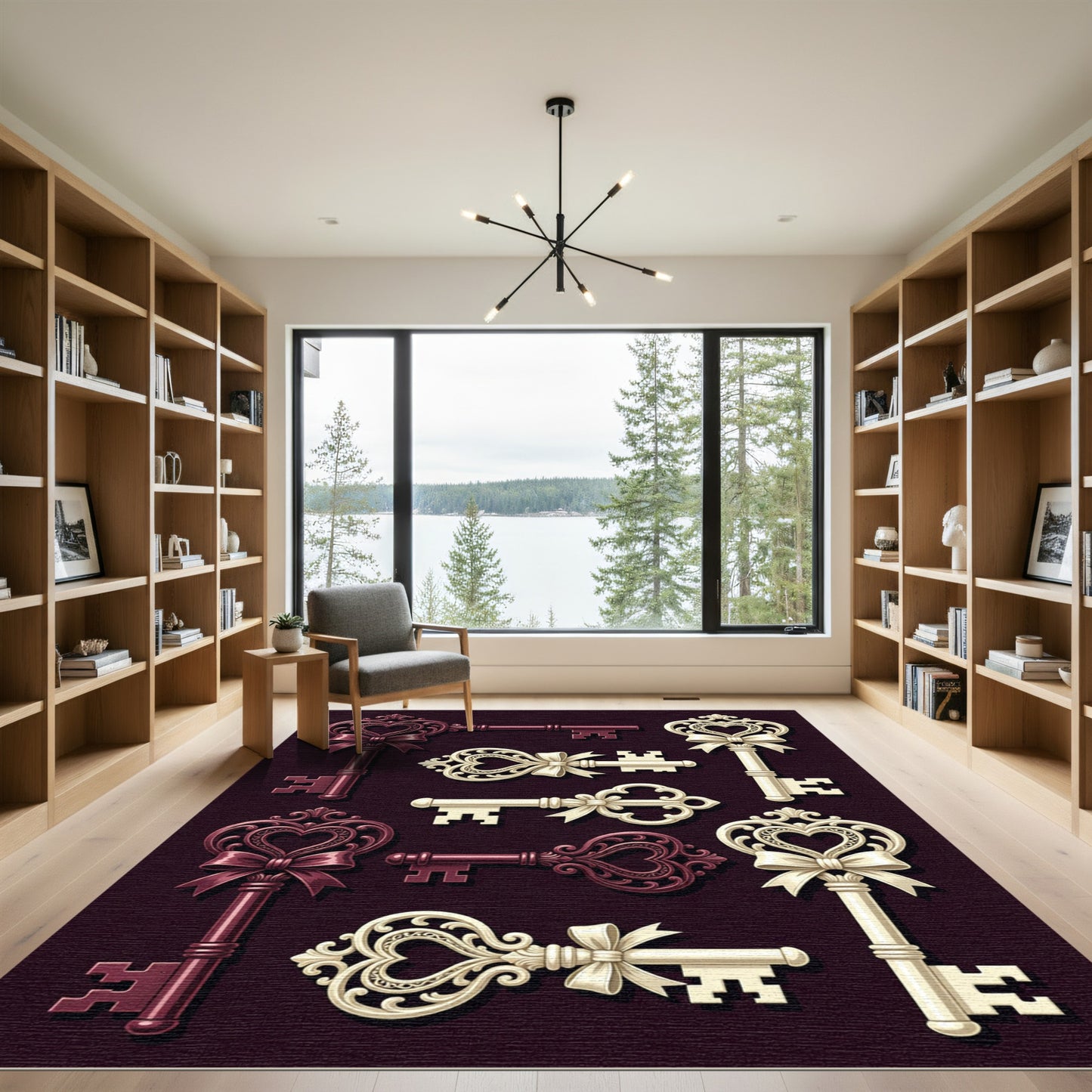 Ornate Heart Key Arrangement Rug