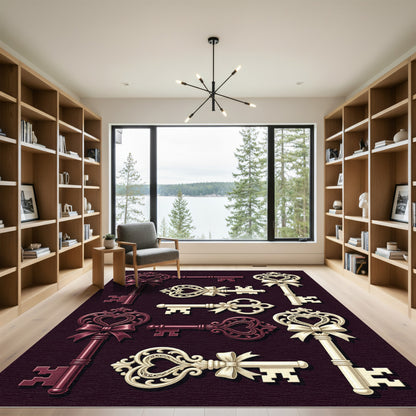 Ornate Heart Key Arrangement Rug
