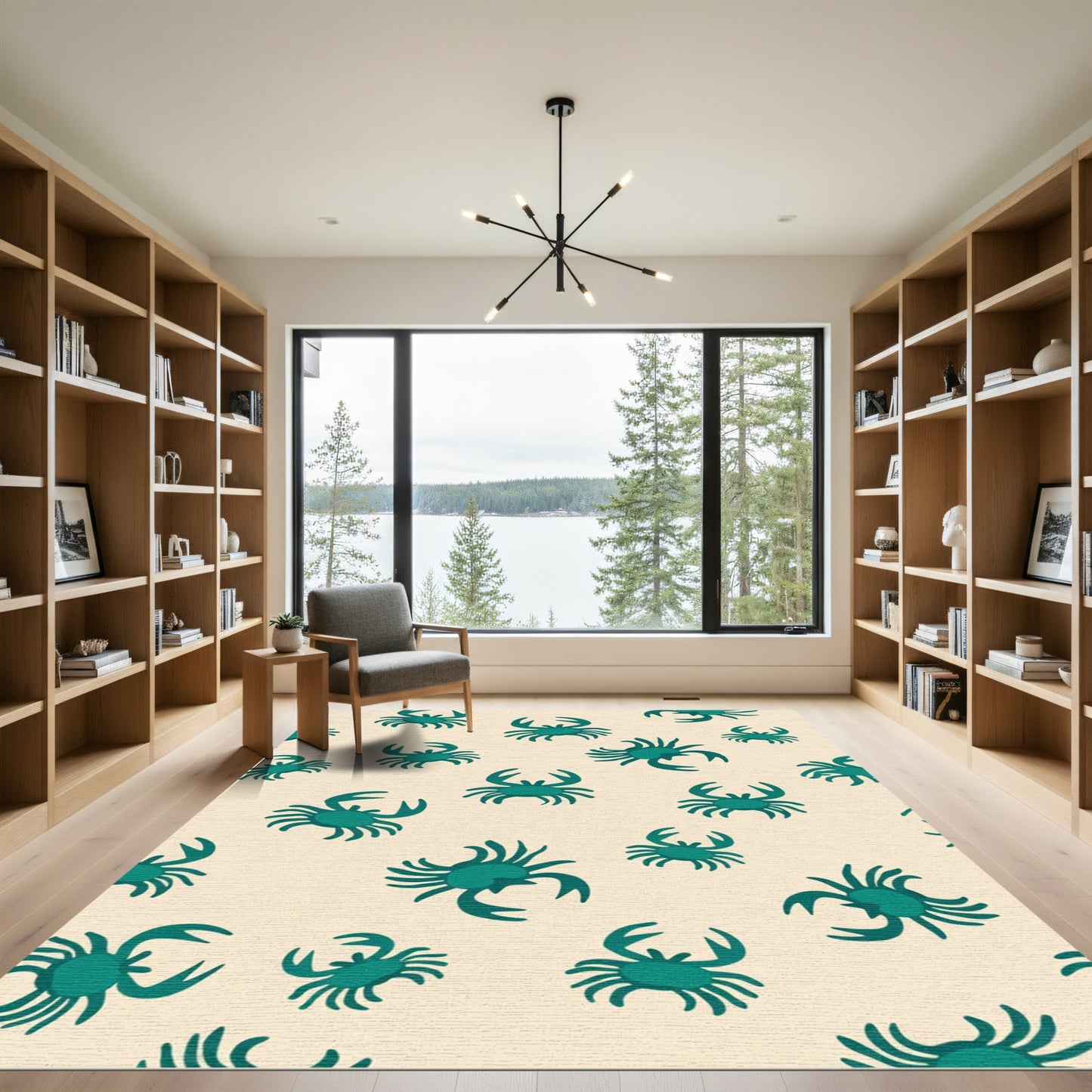 Teal Crab Nautical Scatter Rug