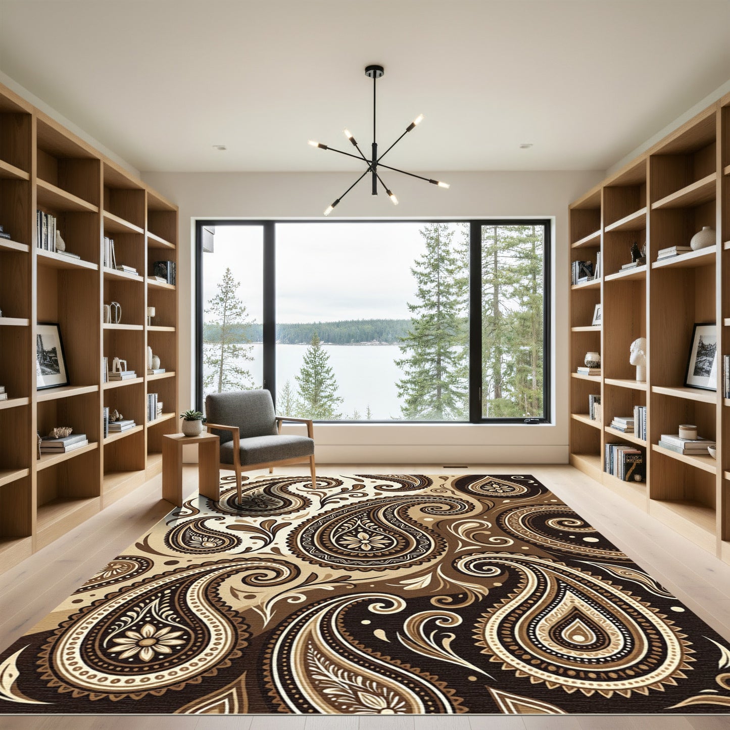 Elegant Dark Cocoa Paisley Swirls Rug