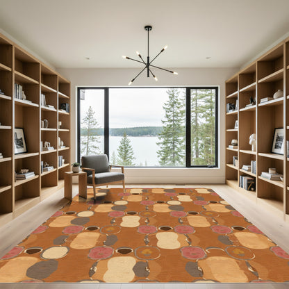 Rustic Earth Tones Abstract Circles Rug