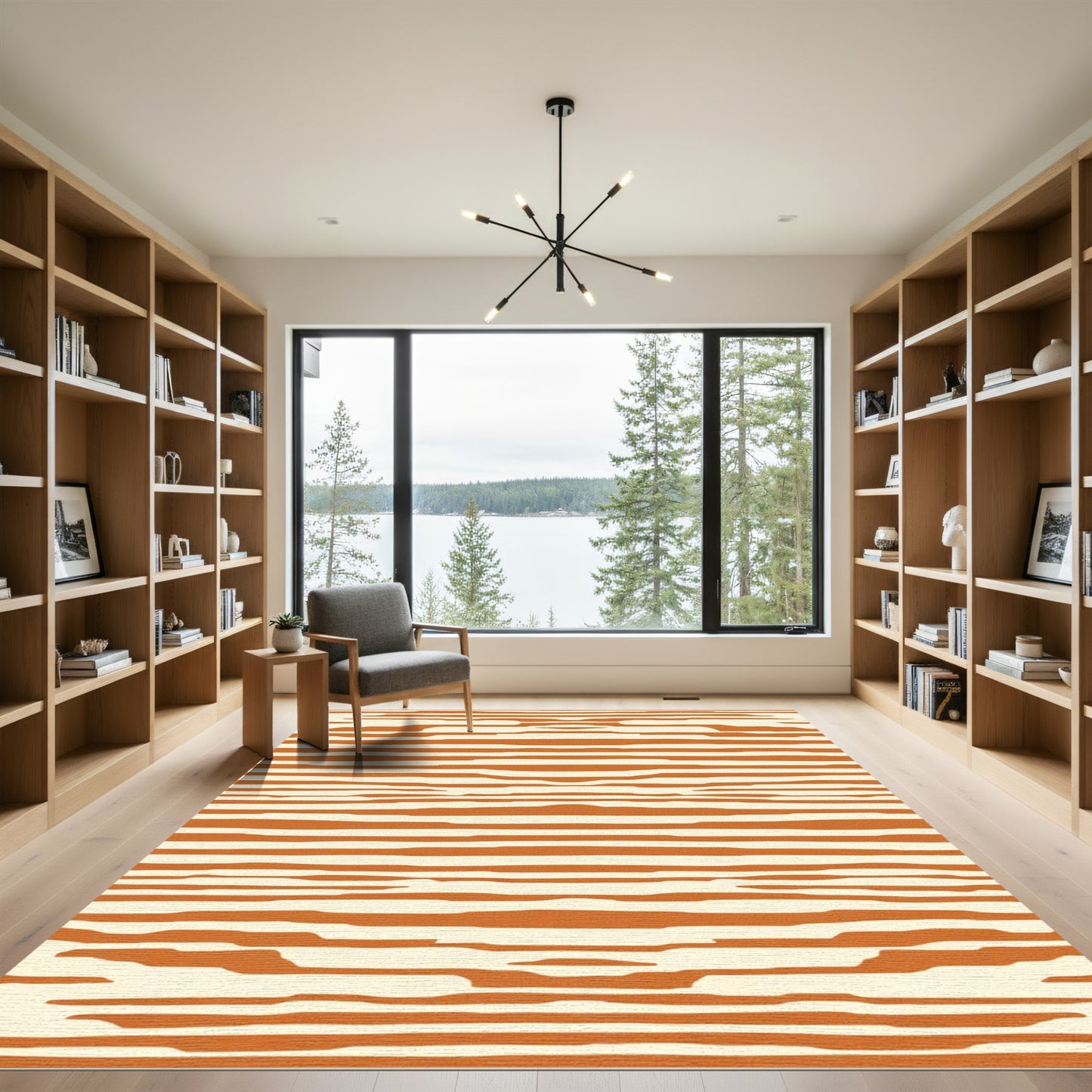 Terracotta Abstract Stripe Rug
