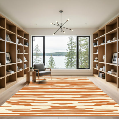 Terracotta Abstract Stripe Rug