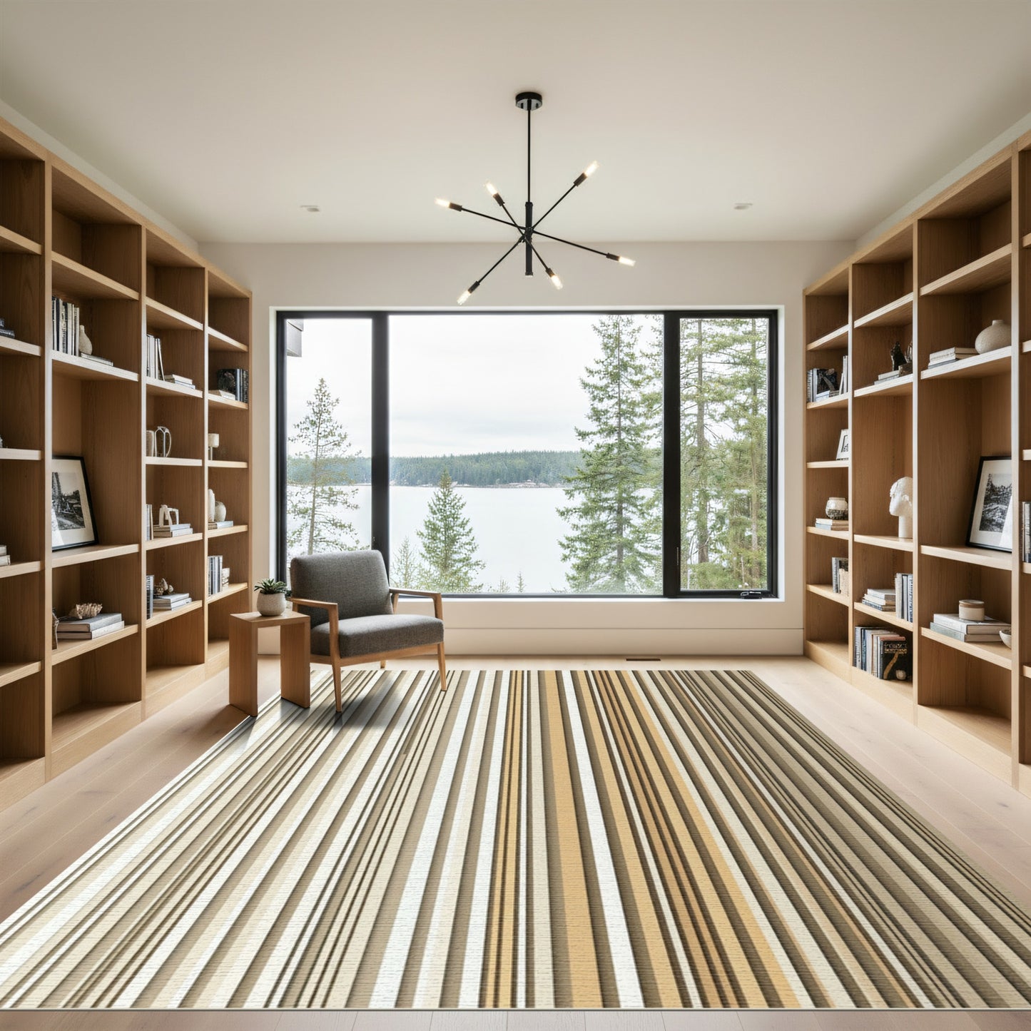 Minimalist Vertical Neutral Earthy Stripe Rug