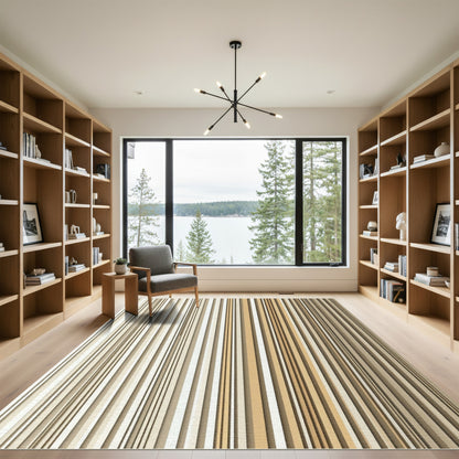 Minimalist Vertical Neutral Earthy Stripe Rug