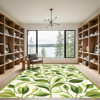 Verdant Leafy Vine Branches Rug