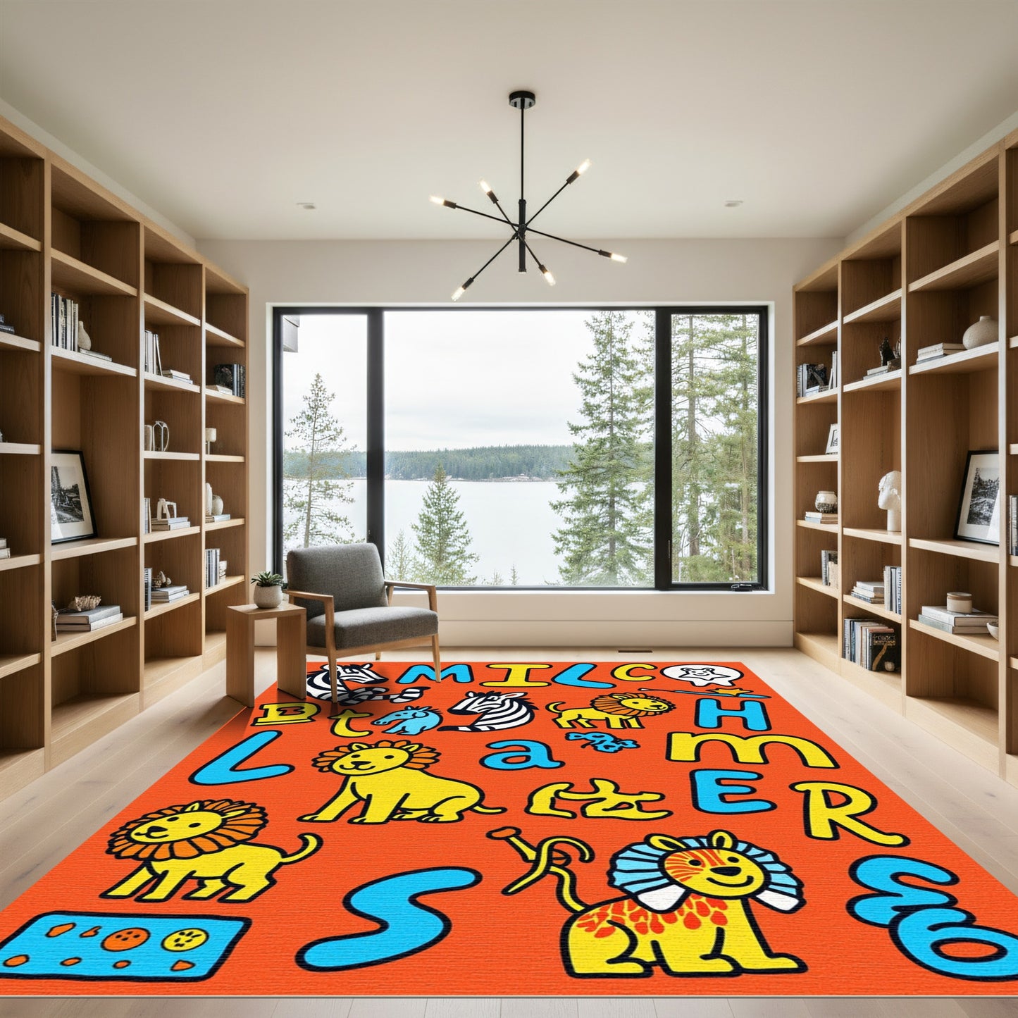 Whimsical Zoo Animals Alphabet Composition Rug