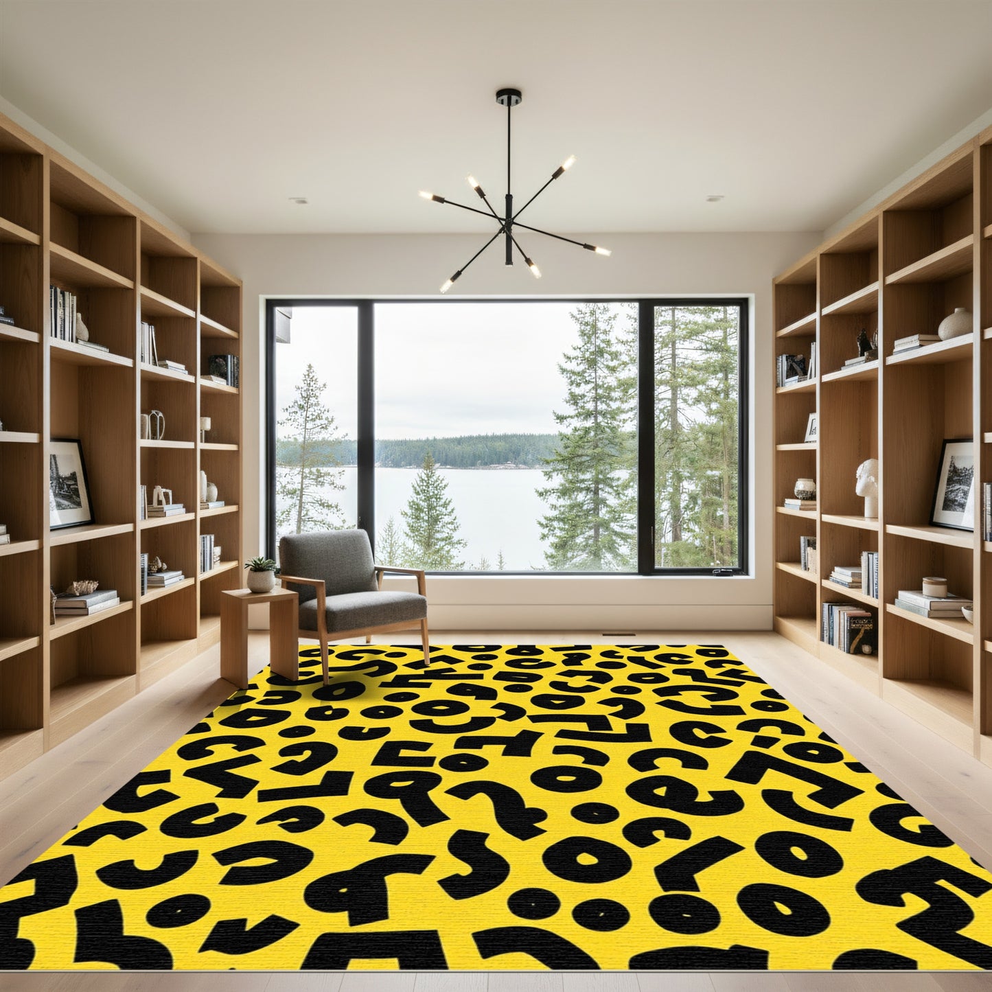 Bold Yellow Black Memphis Shapes Rug