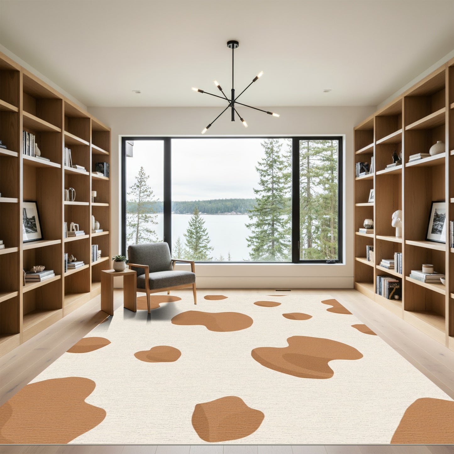 Brown Cream Spotted Hide Texture Rug