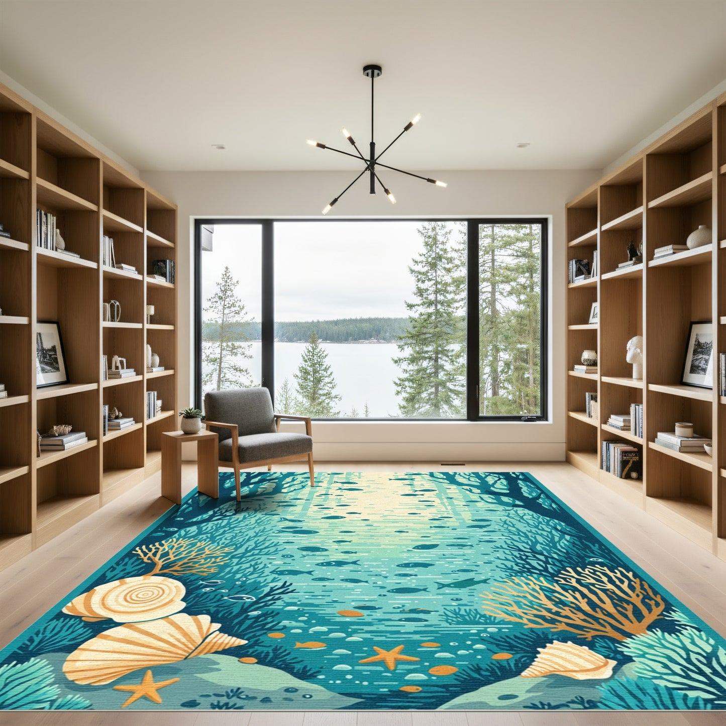 Oceanic Realm Coral Schooling Fish Rug
