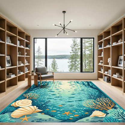 Oceanic Realm Coral Schooling Fish Rug